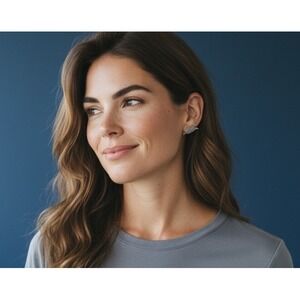 Vintage BEAU Sterling Silver Leaf Screw Back Earrings